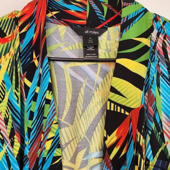 Ali Miles Multicolor Semi-Sheer Duster Cardigan - Flare Waist, Long Sleeve, M - Picture 6 of 9